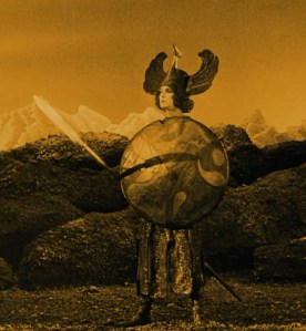 brunhild with spear and shield